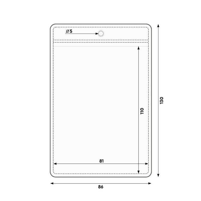 Identyfikator pionowy holder A7 kieszonka 81x110mm +smycz x20kpl