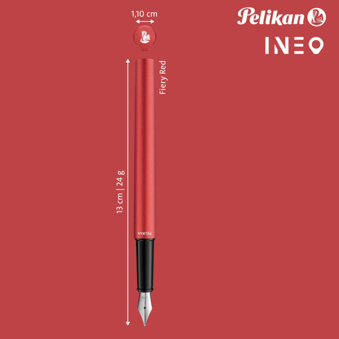 Pióro wieczne metalowe INEO P6 Fiery Red metalowe etui prezentowe PELIKAN