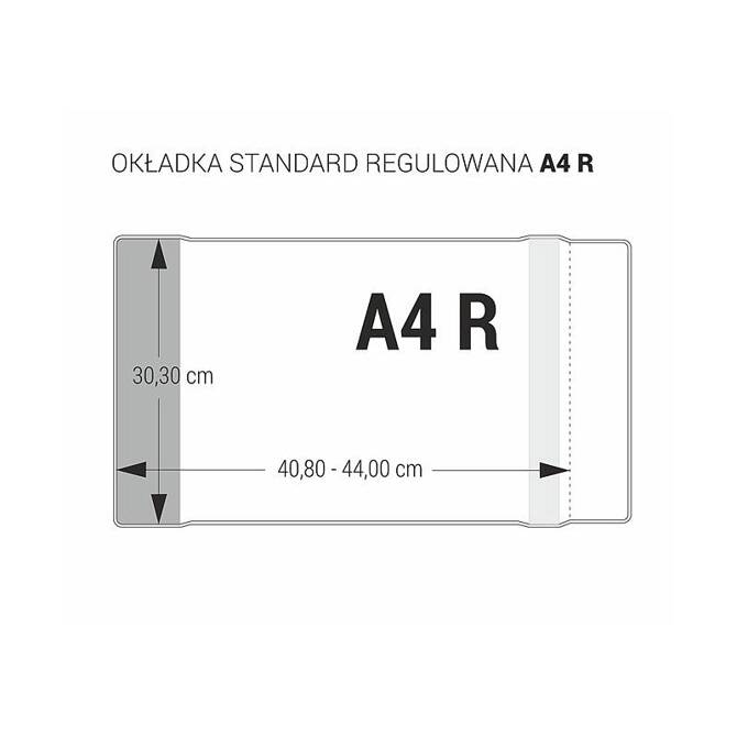 Zestaw okładka A4R regulowana 30,3cm x 40,8-44cm przezr krystaliczna 10szt