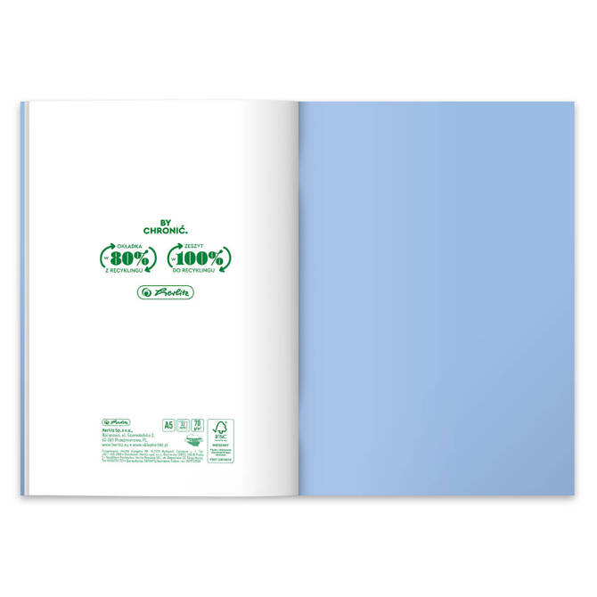 Zeszyt A5 32k kratka okładka z folii PP Eco Pastel Colors niebieski HERLITZ